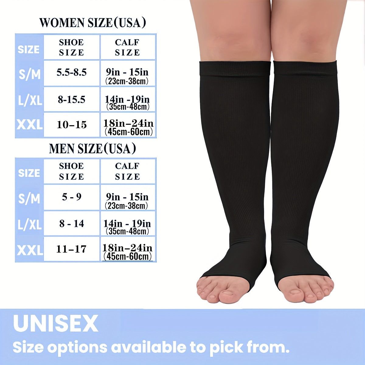 4 Pairs Open Toe Copper Compression Socks 15-25 mmHg