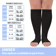 4 Pairs Open Toe Copper Compression Socks 15-25 mmHg