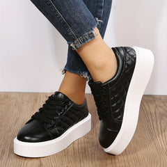Women's Quilted Platform Sneakers Lace Up Shoes