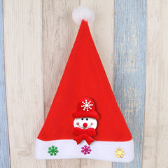 Christmas Santa Hat Red Xmas Holiday Hat With Santa Snowman And Reindeer