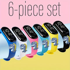 6pcs LED Dinosaur Figurine Watch Set for Kids Birthday