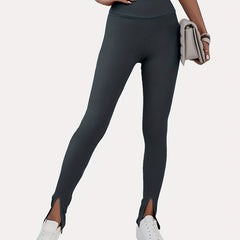 Solid Tummy Control Split Yoga Leggings