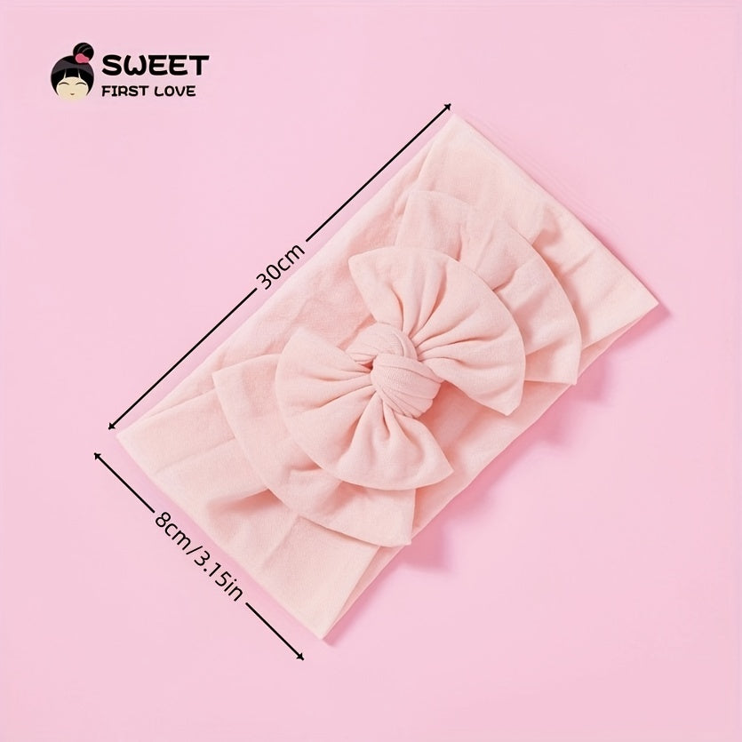 Baby Girls Bowknot Solid Headband Soft Nylon Elastic Hair Bands