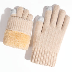 Plush Knit Touch Screen Gloves - Full Finger Cold Weather Gloves