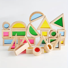 Colorful Wooden Rainbow Building Blocks Educational Puzzle Toy