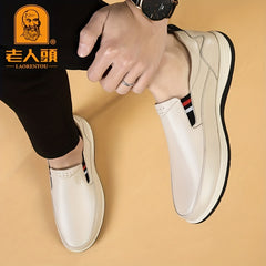 LAORENTOU Men Leather Loafer Shoes Lightweight Slip On Formal Business Shoes