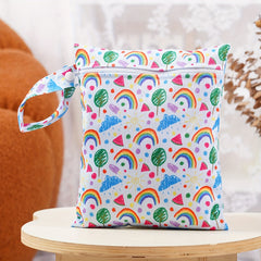 Colorful Rainbow & Leaf Wet Dry Bag Zippered Storage Pouch Durable Polyester