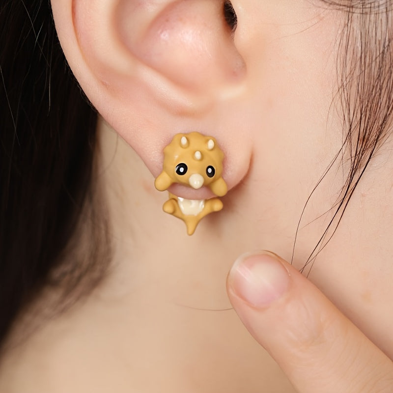 Metal Cartoon Animal Earrings Dinosaur Clay Jewelry