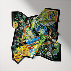 Boho Print Bandana Square Scarf Vintage Satin Neckerchief Women Head Wrap