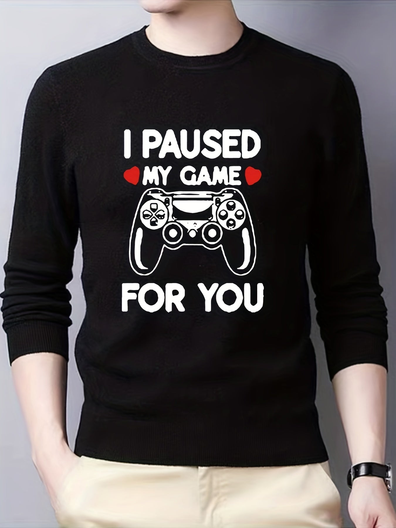 Men's Knitted Crew Neck Sweater for Fall Winter