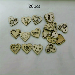 20pcs 1 18in DIY Wooden Love Heart Mix Shapes for Painting and Decoration