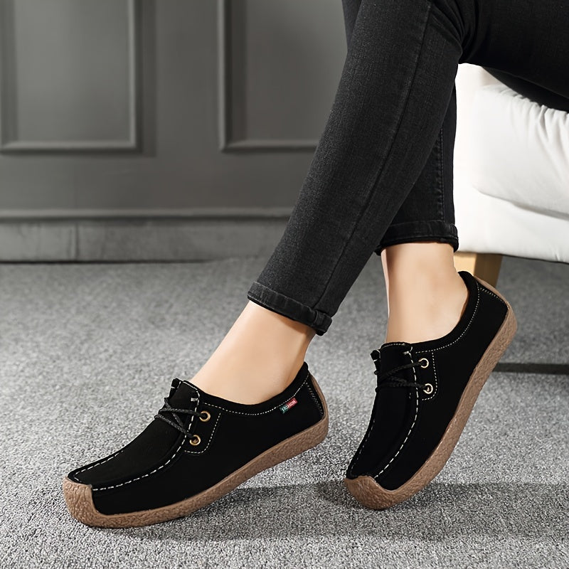 Women's Lace Up Loafers Comfort Slip On Shoes Casual Lightweight Flat Shoes