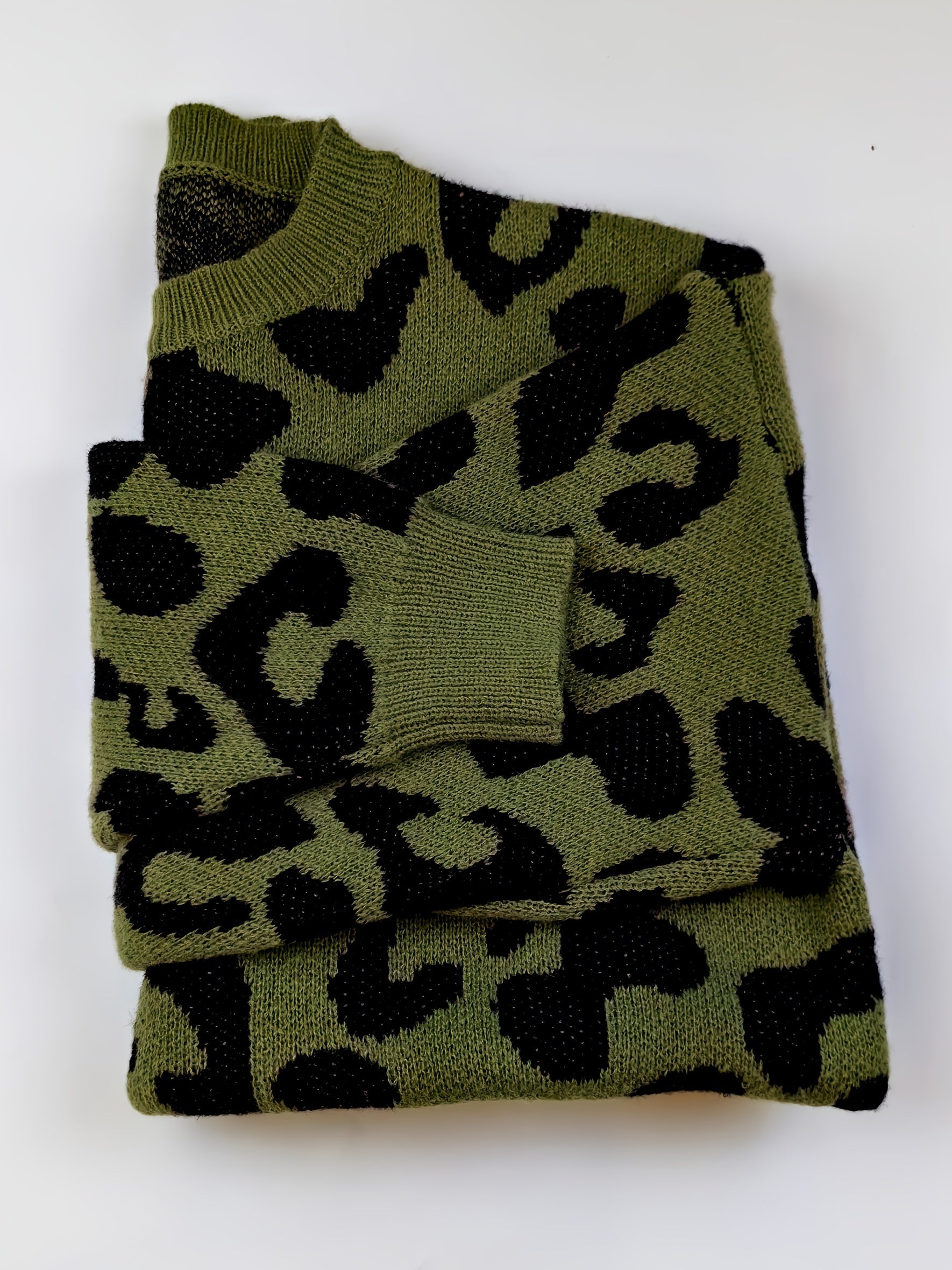 Leopard Pattern Long Sleeve Pullover Jumper