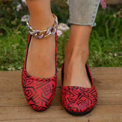 Women's Geometric Pattern Flat Shoes Slip On Casual Lightweight Walking Shoes