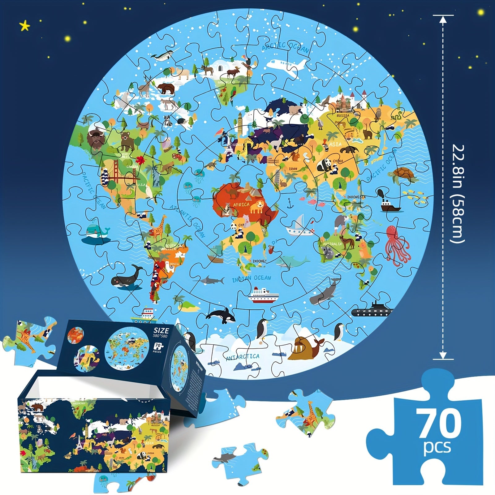 Animal Floor Puzzle - Educational Round with Vibrant Patterns