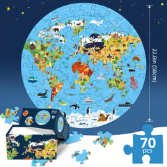 Animal Floor Puzzle - Educational Round with Vibrant Patterns