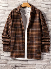Men's Plaid Long Sleeve Shirt for Spring Autumn