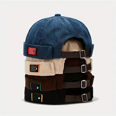 Men's Corduroy Docker Brimless Sailor Cap Beanie