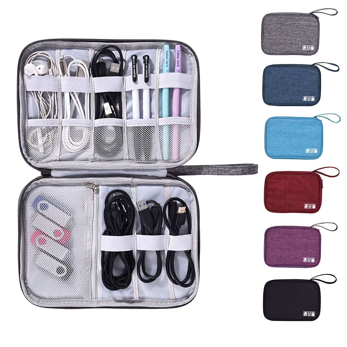 Slim Portable Storage Bag for Electronics Accessories with Zipper