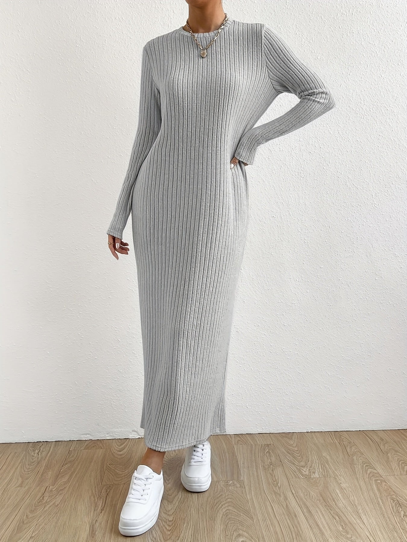 Ribbed Maxi Dress Long Sleeve
