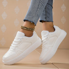 Solid Flat Sports Sneakers with Thick Bottom for Outdoor Activities
