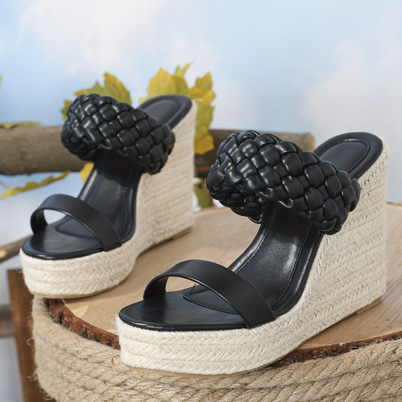 Women's Braided Strap Wedge Sandals