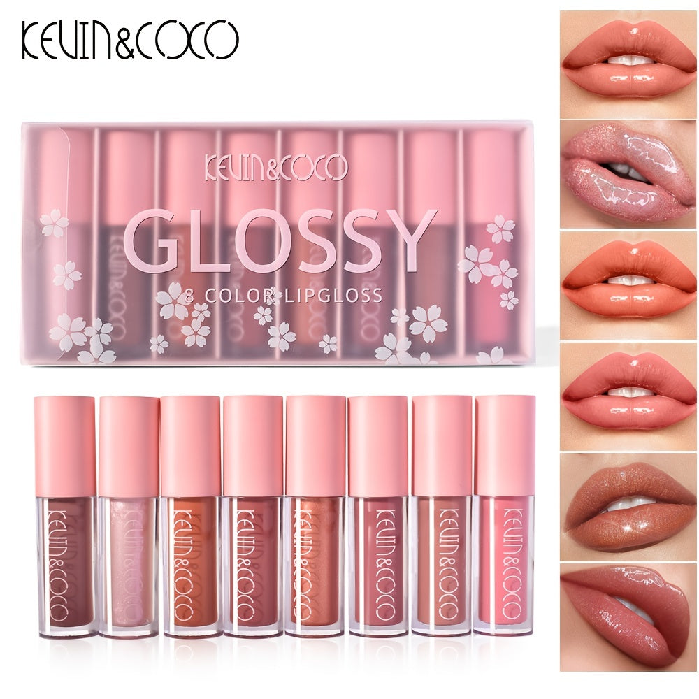 8 Pcs Metallic Glitter Lip Gloss Shining Non stick Cup