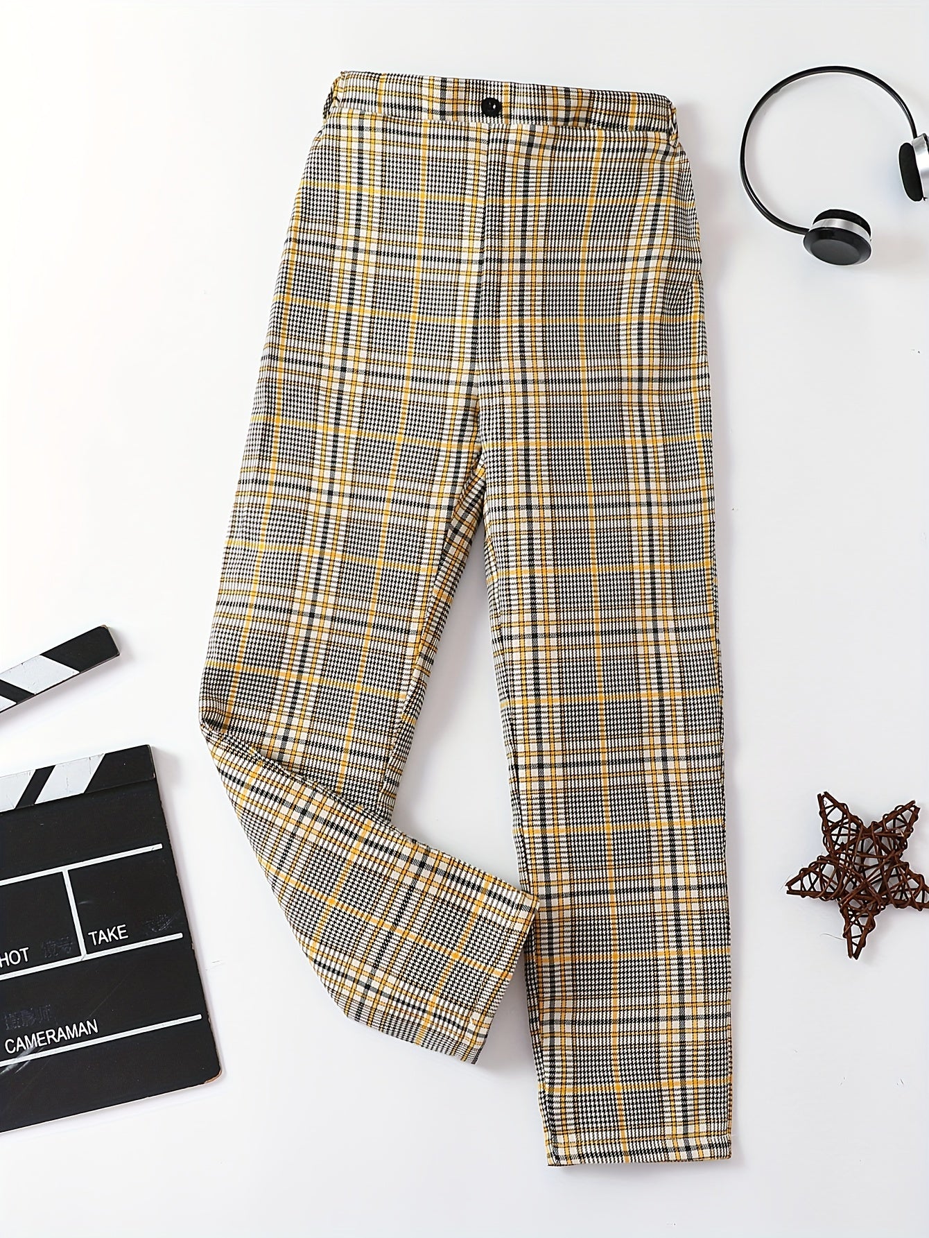 Boys Casual Plaid Print Comfortable Active Pants