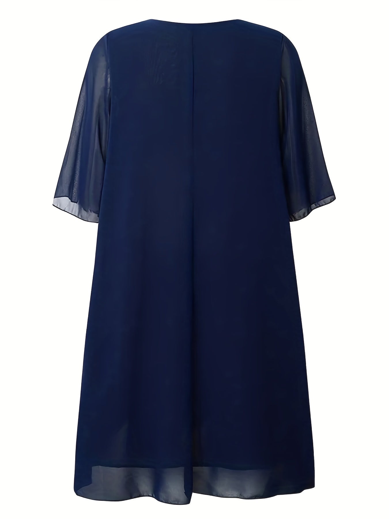 Button Decor Layered Half Sleeve Cloak Event Dress