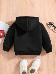 Bear And Skateboard Print Baby Boys Hooded Sweatshirt