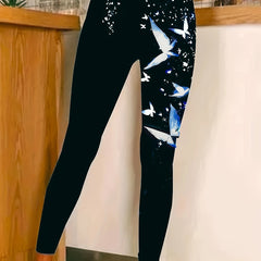 Butterfly Print Skinny Leggings Sporty Yoga Leggings