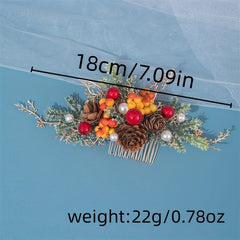 Girl's Pine Cone Hair Comb with Faux Pearl Flower Hairpin