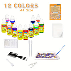 Funwins Kids Watercolor Art Kit 6-12 Craft Set Marble Pattern Holiday