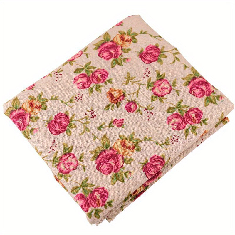 Red Flower Cotton Linen Fabric Sewing Patchwork Cloth Dress Sofa