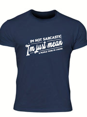 Men's Letter Print T shirt Casual Crew Neck Tee