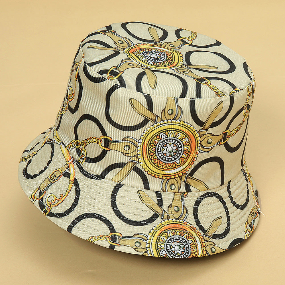Classic Streetwear Print Windproof Bucket Hat Unisex Outdoor Fishing