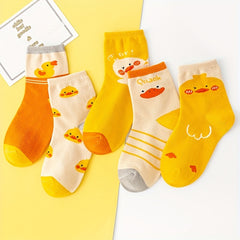 5 Pairs Girls Cartoon Duck Pattern Socks for Kids