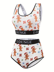 Snowflake & Gingerbread Man Bra & Panty Set