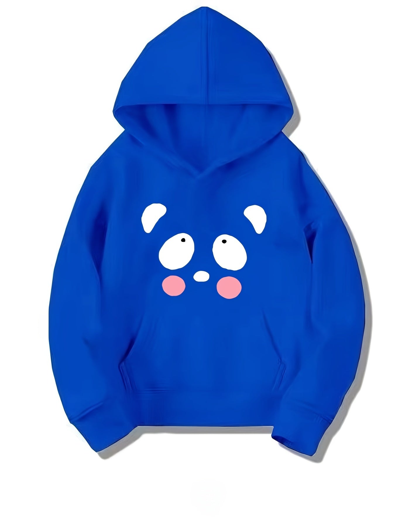 Girls Cartoon Face Print Hooded Sweatshirt Top