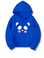Girls Cartoon Face Print Hooded Sweatshirt Top