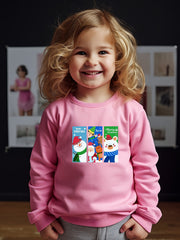 Cartoon Pattern Long Sleeve Pullover Girls Sweatshirt