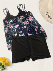 Tropical Print Swimsuit Set