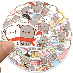 60pcs Kitten Cartoon Stickers for Luggage Notebook Water Bottles Decals