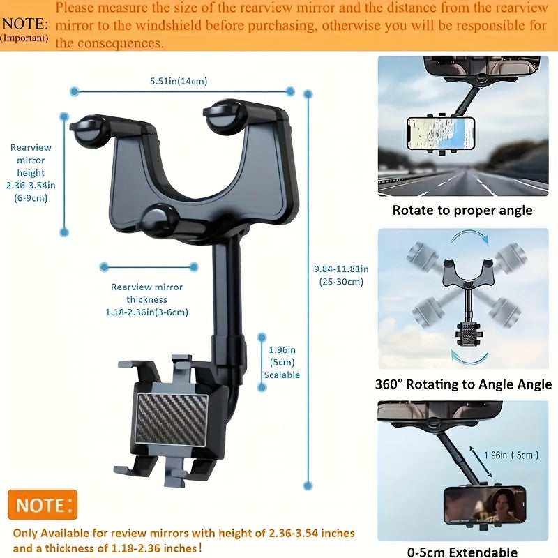 Car Rearview Mirror Travel Recorder & Phone Holder