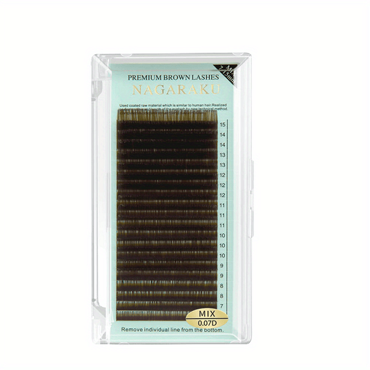 Natural Brown Eyelash Extensions 0.15mm C D Curling 7-15mm Mix Length