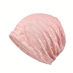 Lace Flower Embroidery Cotton Beanie Chemo Hats