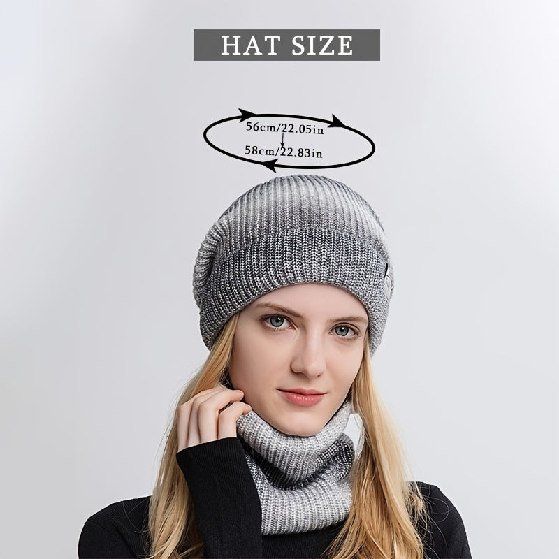Gradient Beanie Woolen Hat Thickened Warm Ear Protection Cold Knitted Hat