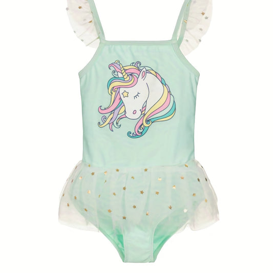 Unicorn Pattern Onesie Swimsuit for Girls