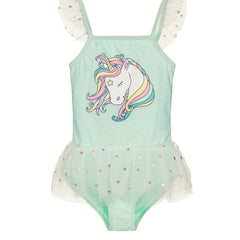 Unicorn Pattern Onesie Swimsuit for Girls