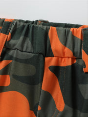 Girls Letter Halter Top & Camouflage Cargo Pant Set Summer Clothes